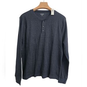 NWT Old Navy Men's Navy Blue Henley Long Sleeve Shirt Size L